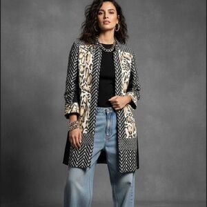 Chico's Black and Tan Animal Print Blazer